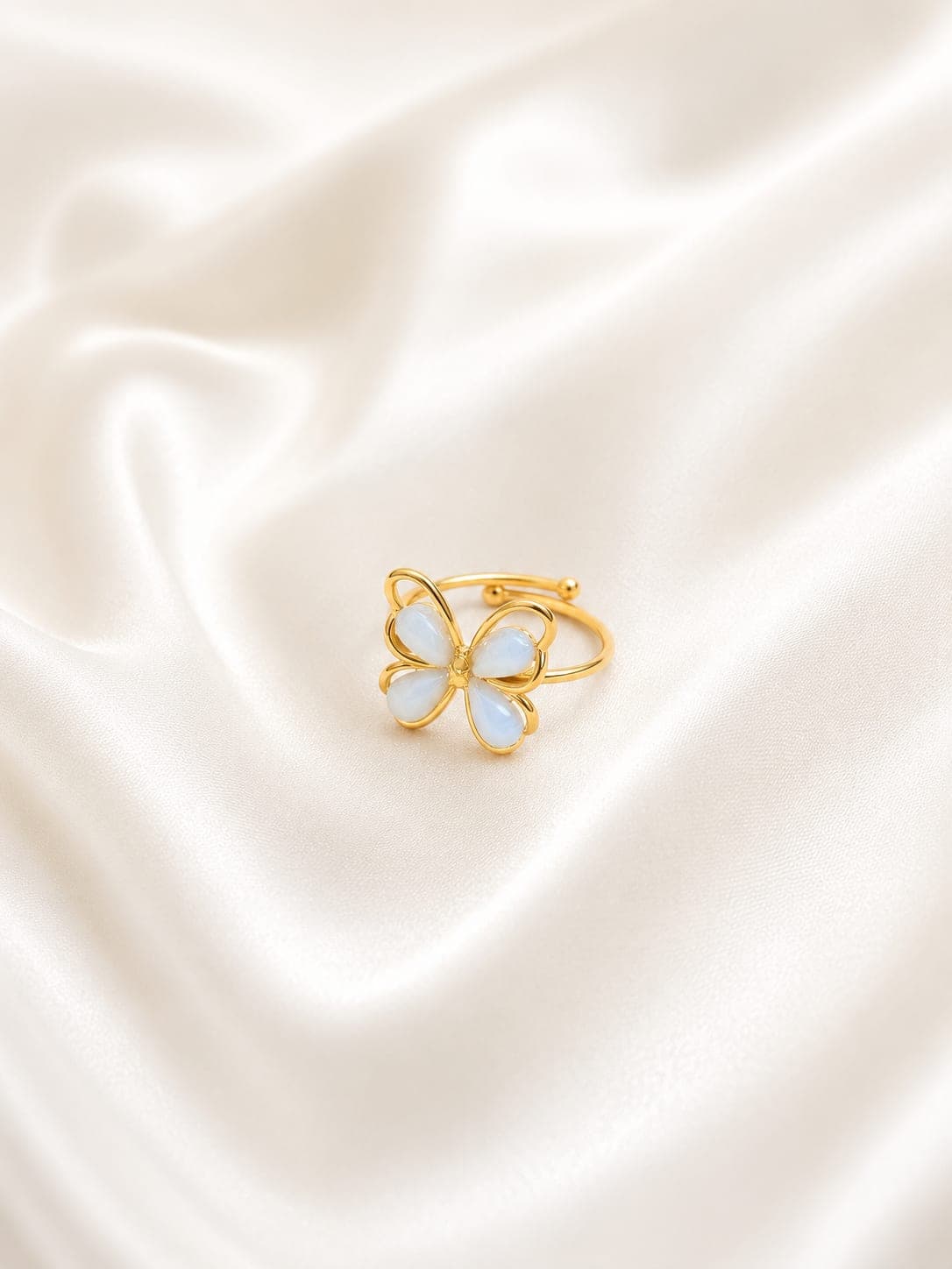 Bague Papillon Nacre — Bleu Ciel