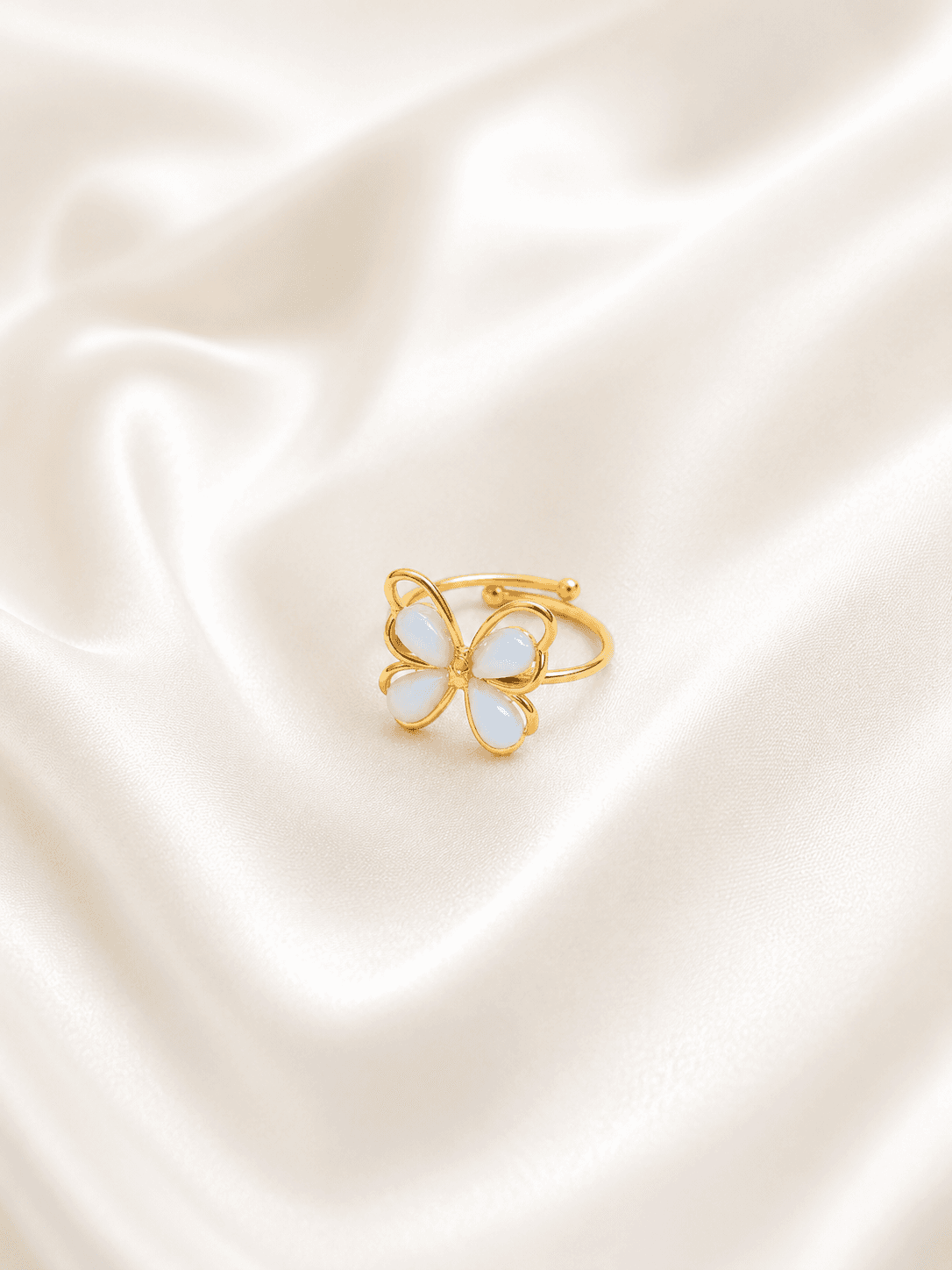 Bague Papillon Nacre — Bleu Ciel