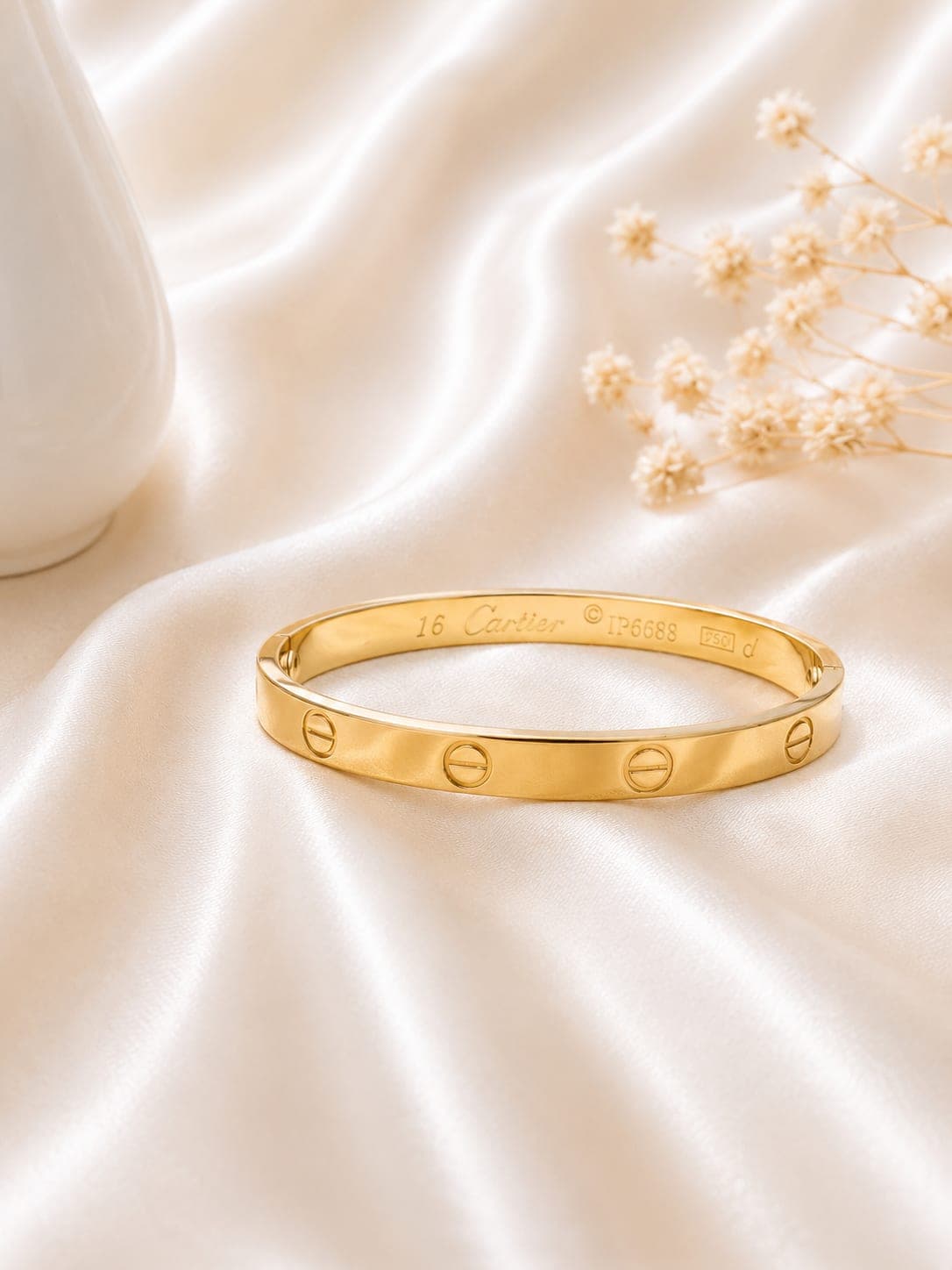 Bracelet Jonc Vis Bombe Dore — bijou en acier inoxydable, Aurelia Jewelry House
