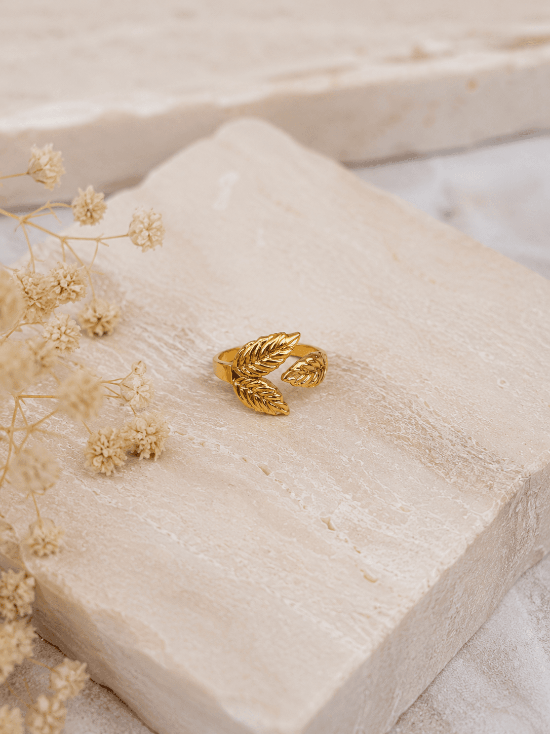 Bague Feuille Laurier Doree
