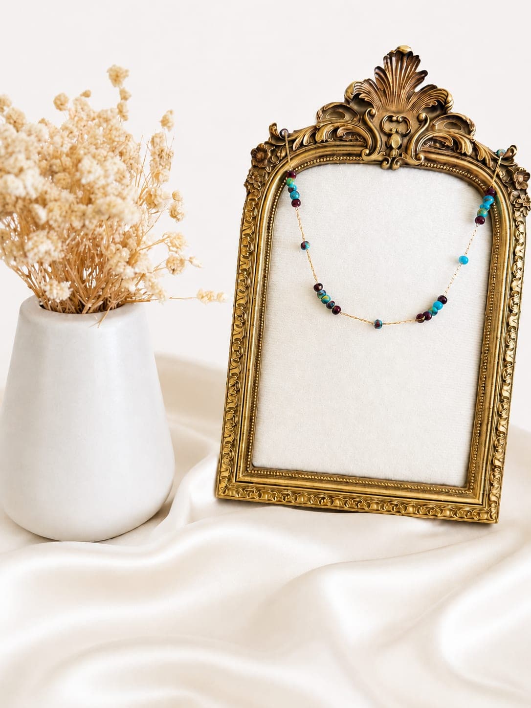 Collier Pierres Multicolores Espacees Dore — bijou en acier inoxydable, Aurelia Jewelry House