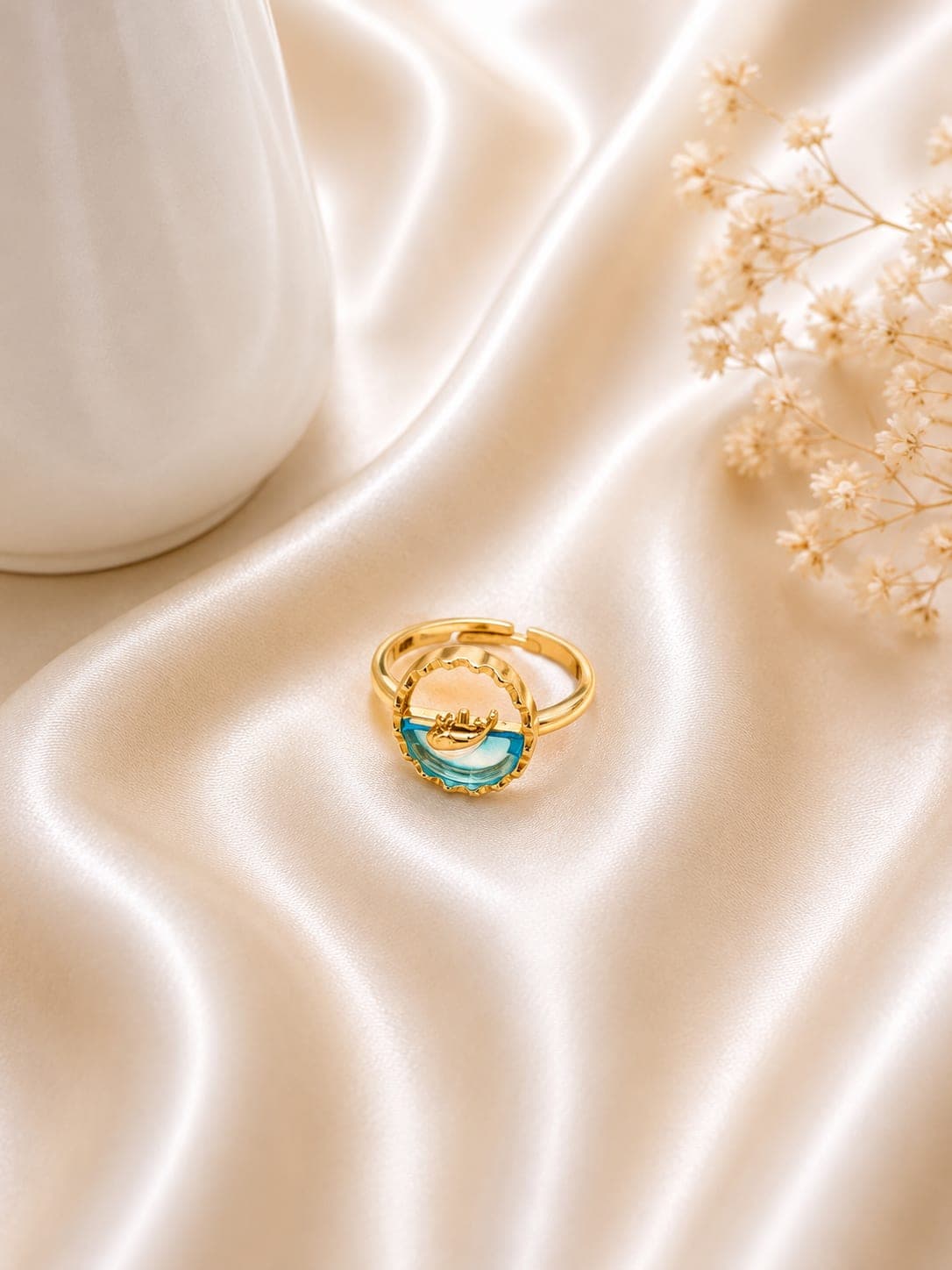 Bague Soleil Couchant Turquoise Doree — bijou en acier inoxydable, Aurelia Jewelry House
