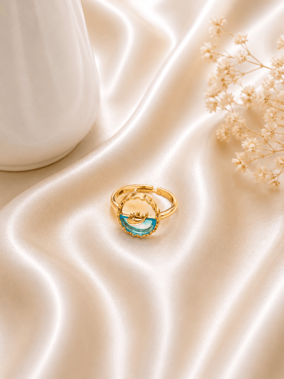 Bague Soleil Couchant Turquoise Doree