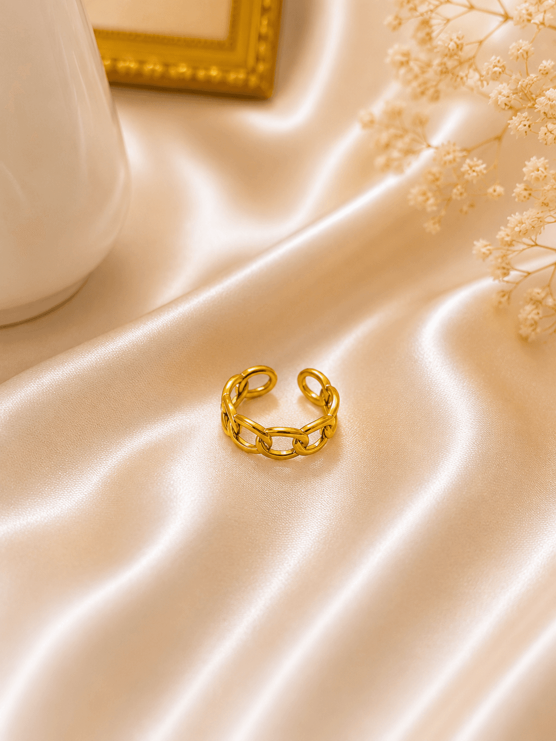 Bague Maille Gourmette Doree — bijou en acier inoxydable, Aurelia Jewelry House