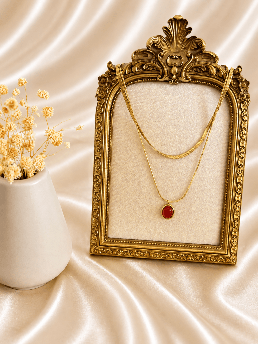 Ensemble Serpent et Ovale Rubis — bijou en acier inoxydable, Aurelia Jewelry House