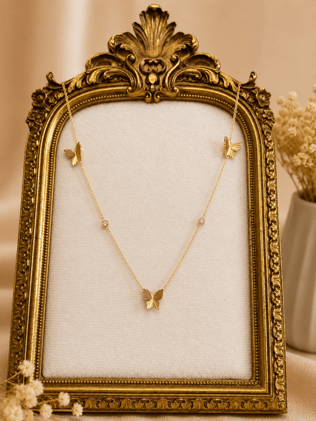 Collier Papillons Cristal Dore