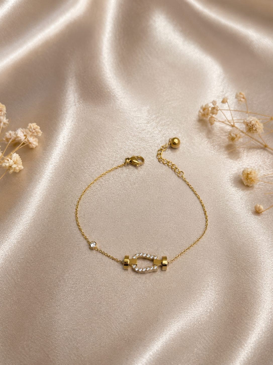 Bracelet Maillon Force Cristal Dore — bijou en acier inoxydable, Aurelia Jewelry House