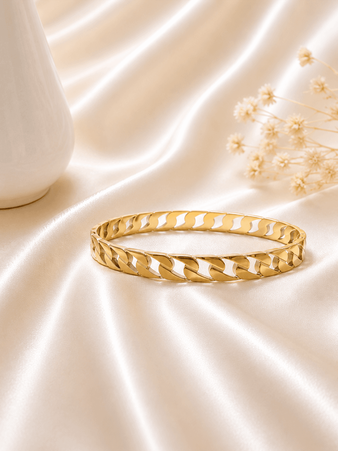 Bracelet Jonc Maille Gourmette Doree
