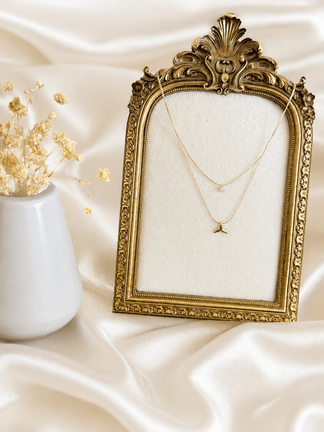 Collier Double Rang Queue de Baleine Cristal Dore — bijou en acier inoxydable, Aurelia Jewelry House