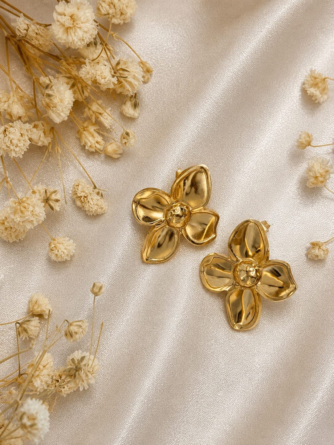 Boucles Fleur Doree — bijou en acier inoxydable, Aurelia Jewelry House