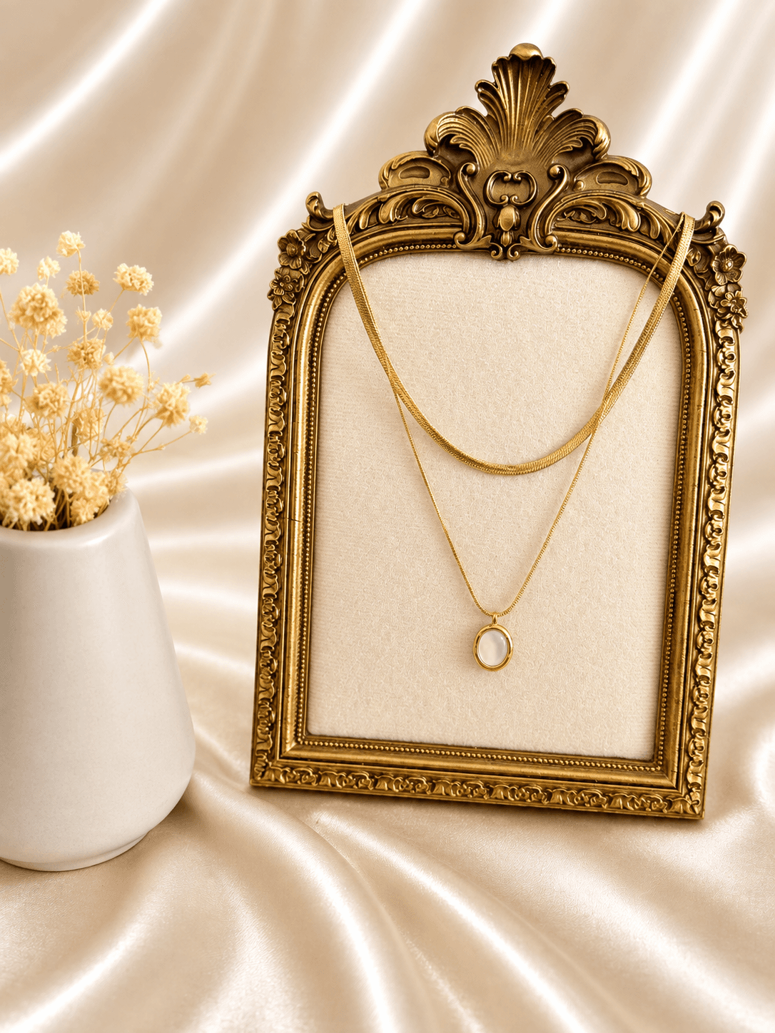 Ensemble Serpent et Ovale Nacre — bijou en acier inoxydable, Aurelia Jewelry House
