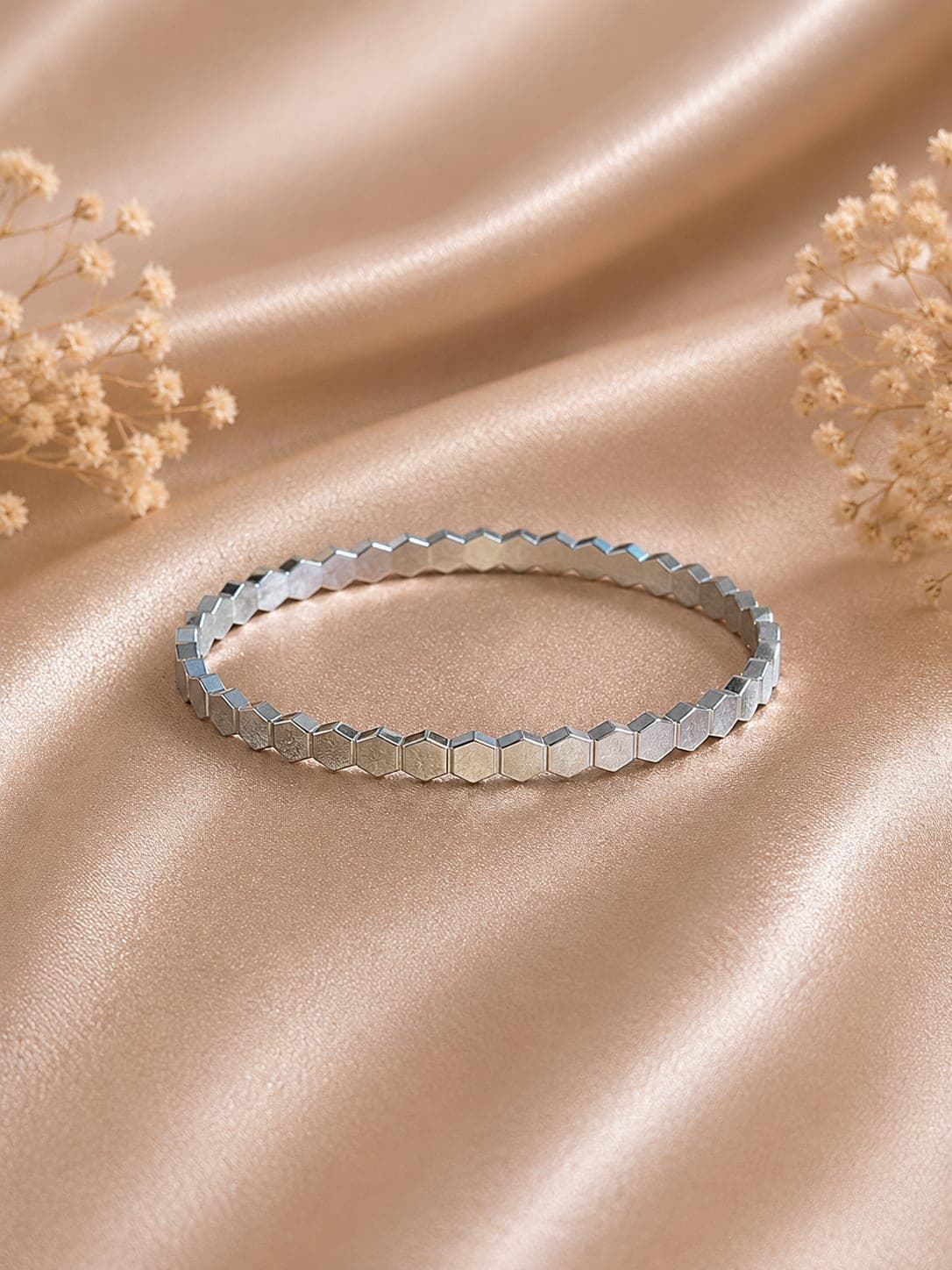 Bracelet Jonc Nid d'Abeille — Argenté