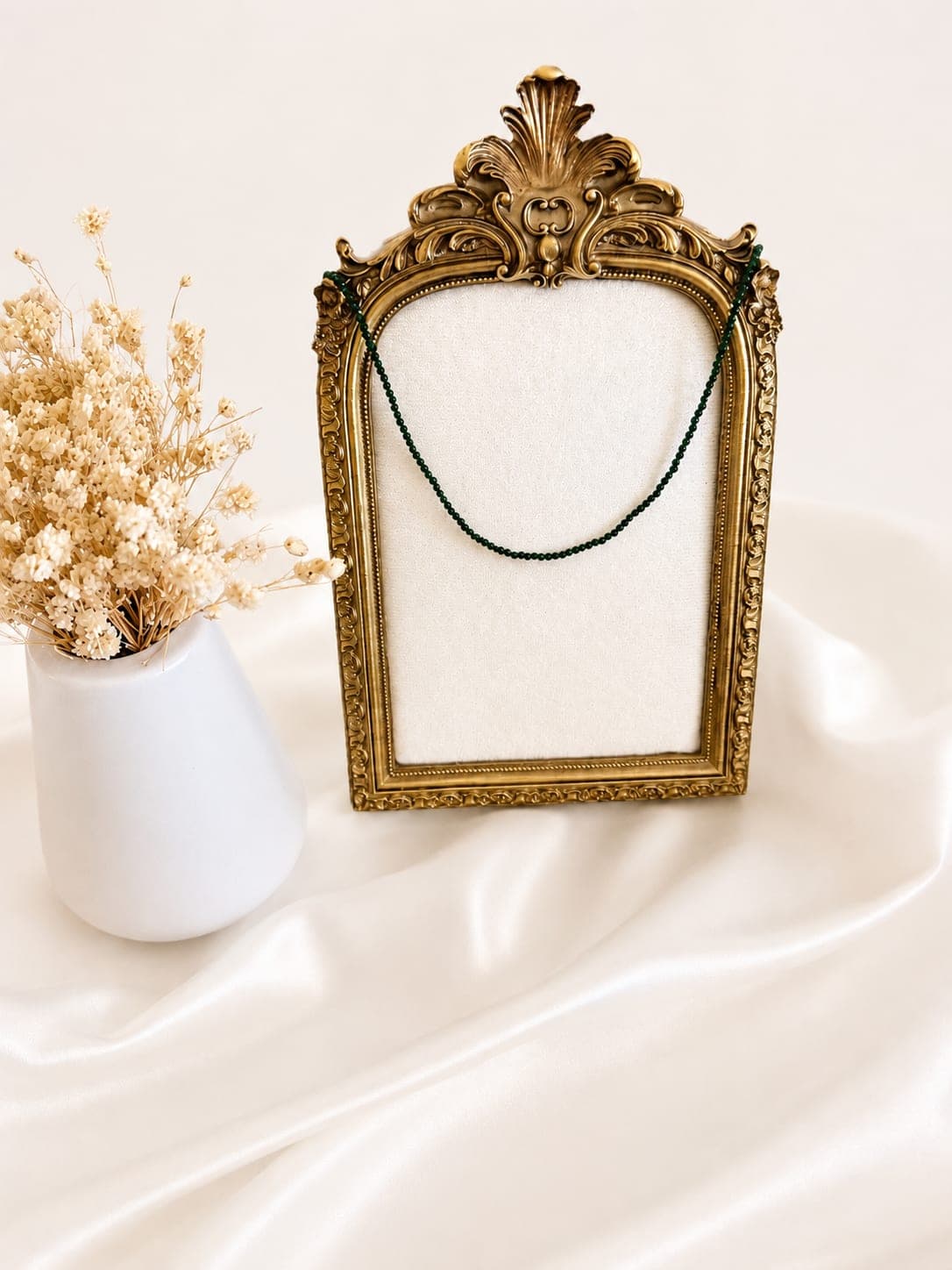 Collier Perles Fines — Vert Nuit