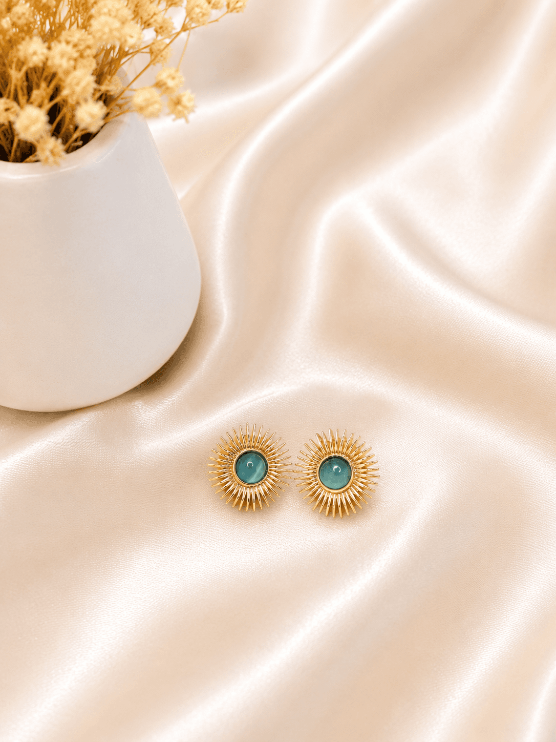 Boucles Soleil Rayonnant Turquoise Dorees