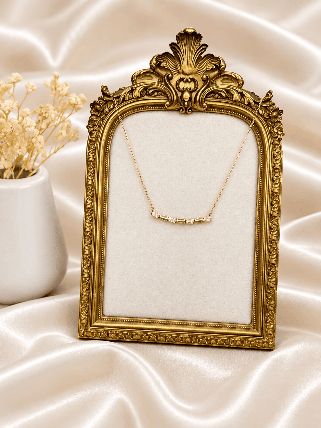 Collier Barre Segments Cristal Dore — bijou en acier inoxydable, Aurelia Jewelry House
