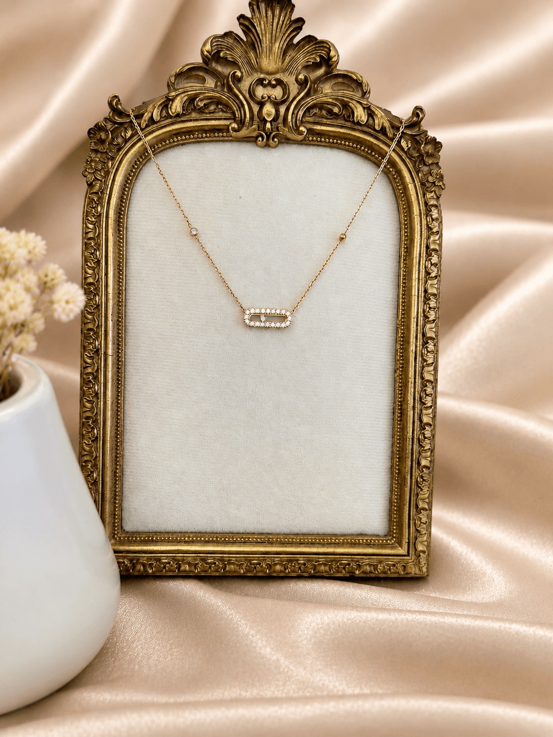 Collier Barre Ovale Cristal Dore — bijou en acier inoxydable, Aurelia Jewelry House