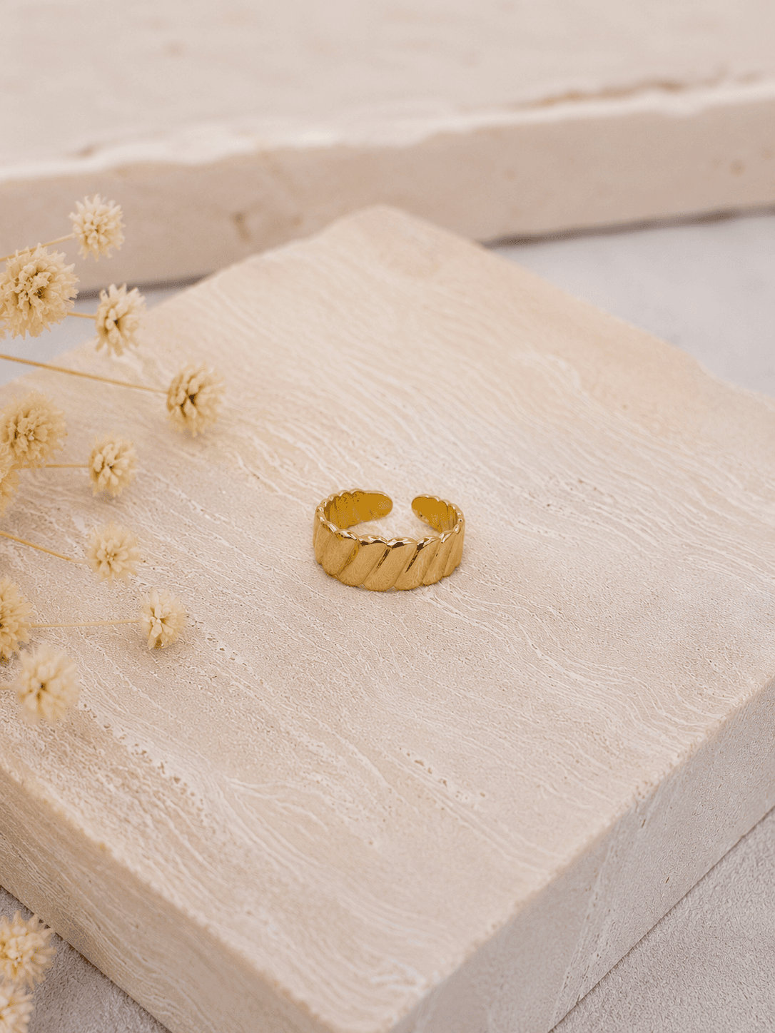 Bague Anneau Godrons Doree