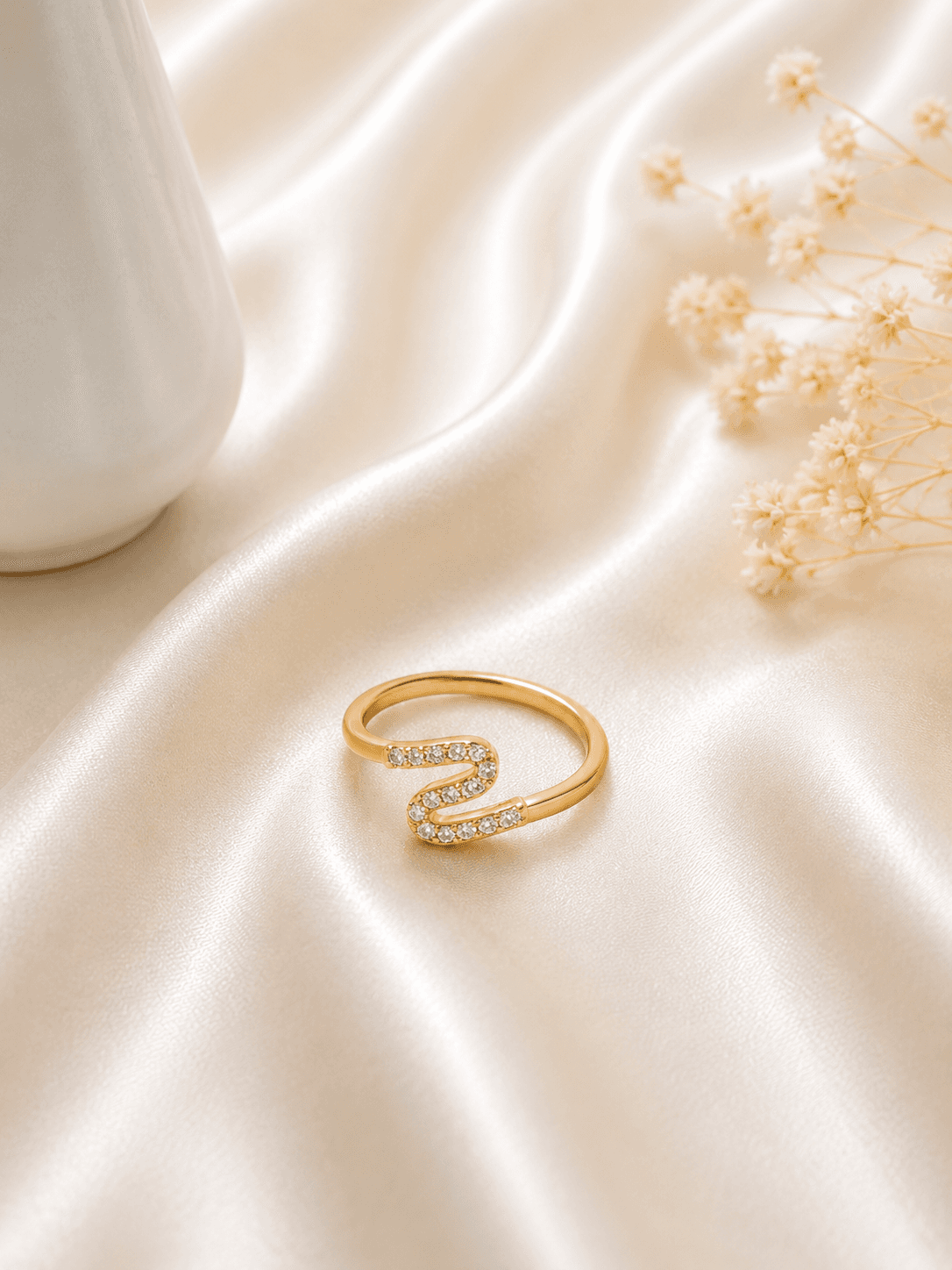 Bague Vague Pavee Cristal Doree