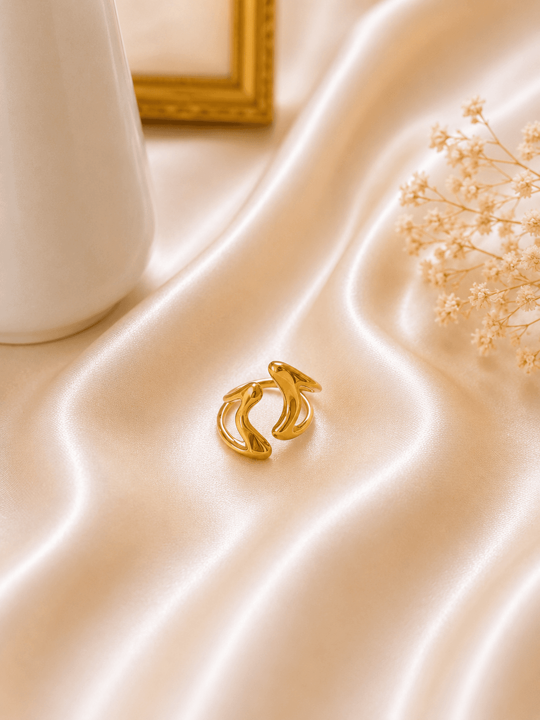 Bague Vague Organique Doree — bijou en acier inoxydable, Aurelia Jewelry House