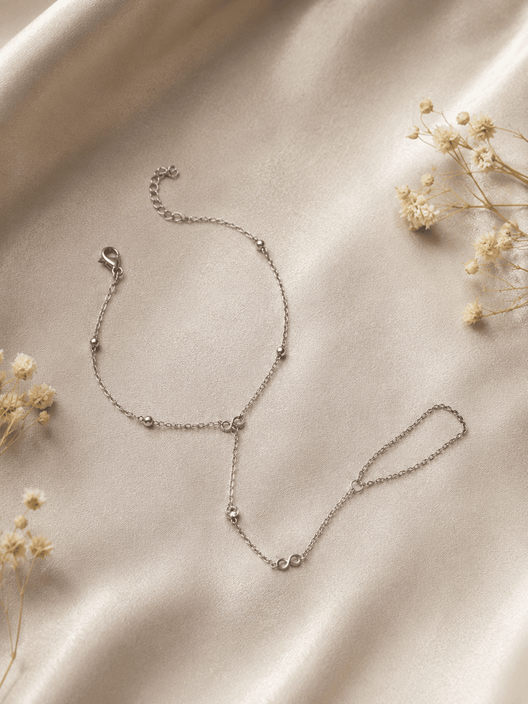 Chaine de Main Perles Argentee