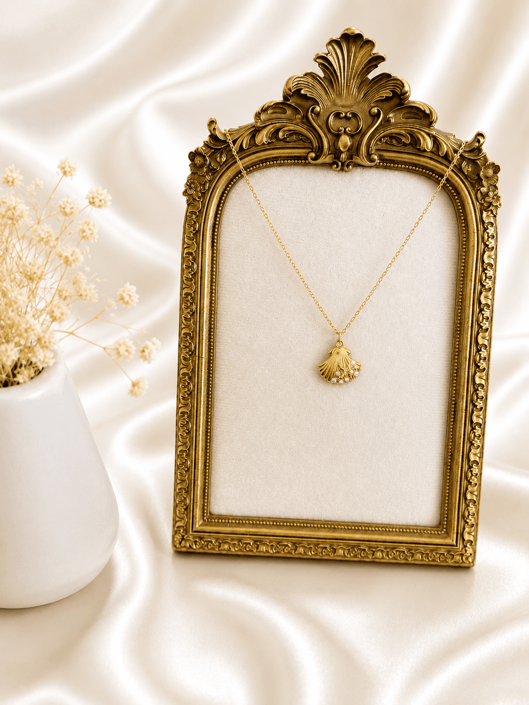 Collier Pendentif Coquillage Cristal Dore — bijou en acier inoxydable, Aurelia Jewelry House