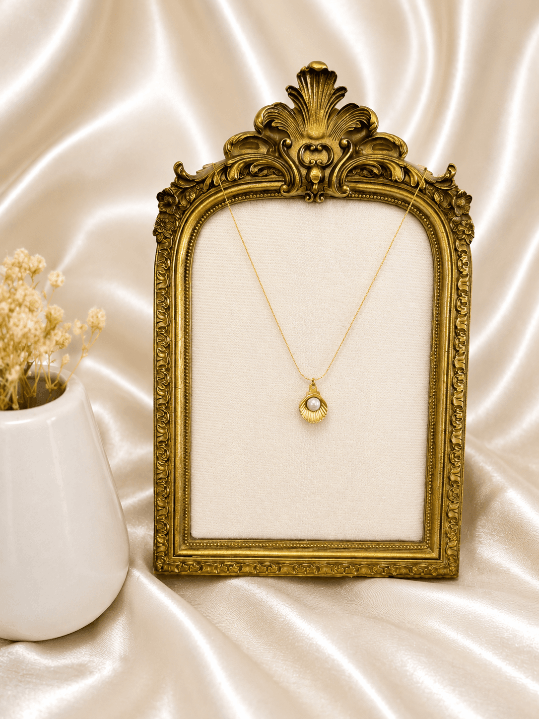 Collier Pendentif Coquillage Perle Dore — bijou en acier inoxydable, Aurelia Jewelry House