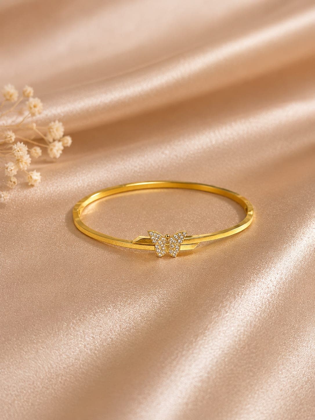 Bracelet Jonc Papillon Cristal — bijou en acier inoxydable, Aurelia Jewelry House