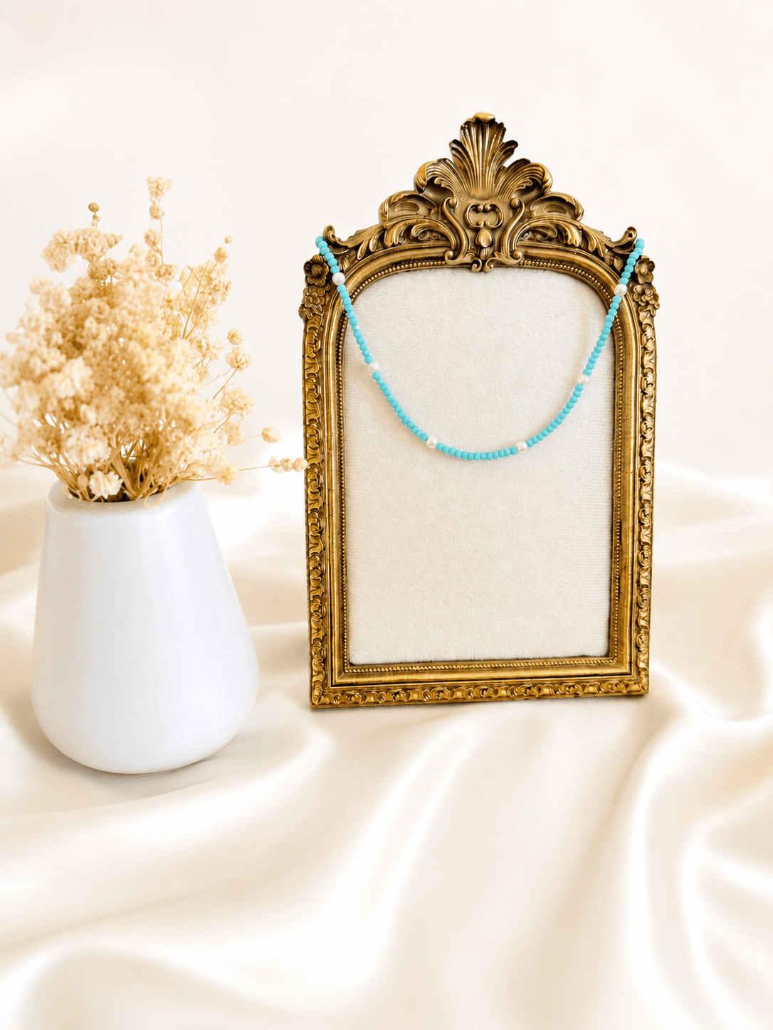 Collier Perles Turquoise Fin