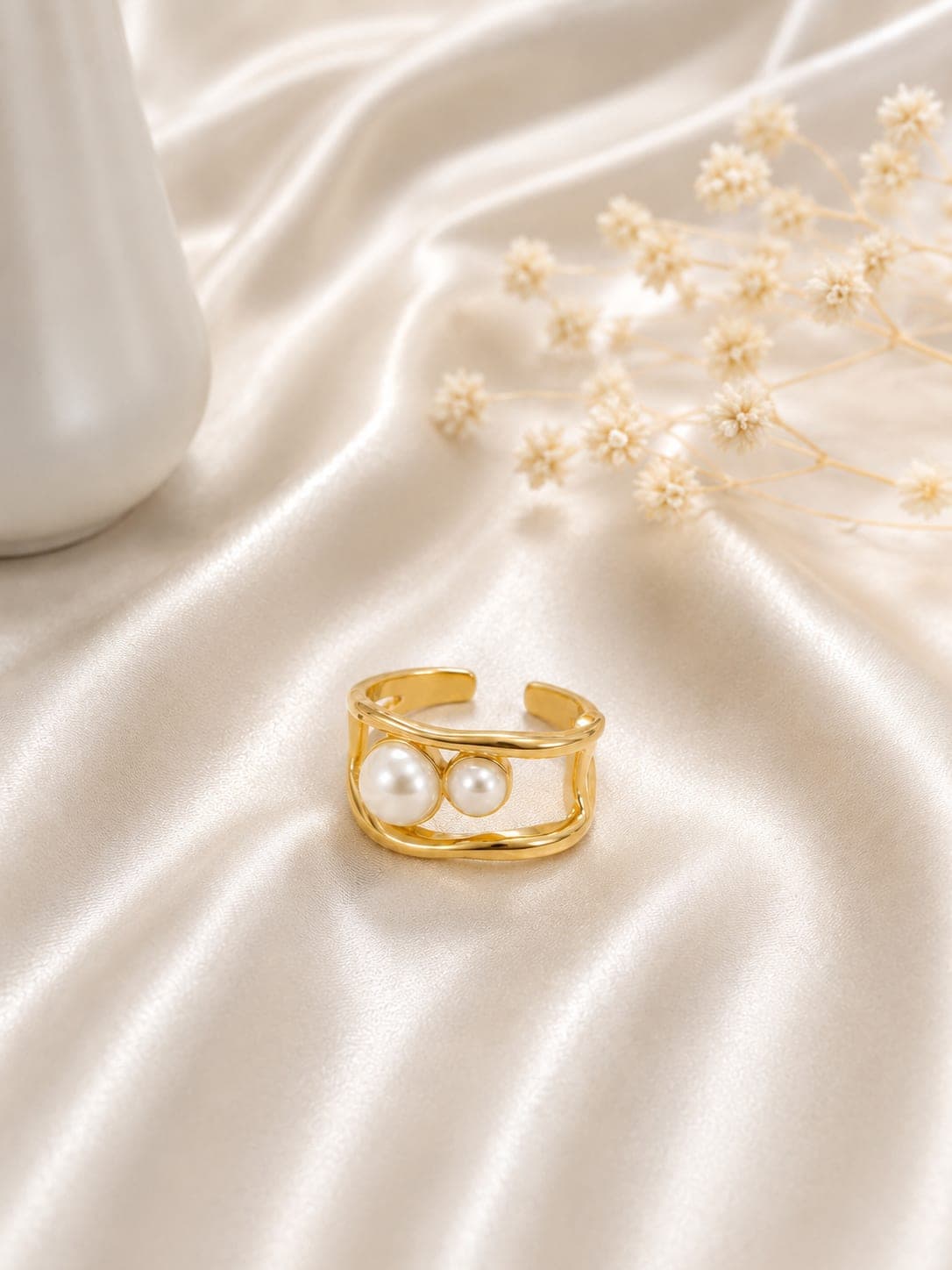 Bague Double Perles Doree — bijou en acier inoxydable, Aurelia Jewelry House