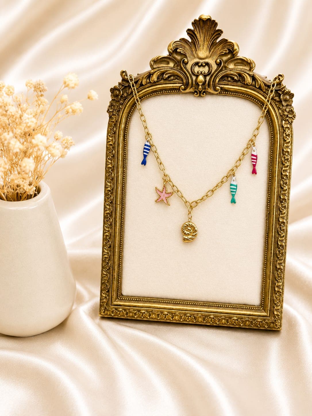 Collier Charms Marin Poissons Etoile Dore — bijou en acier inoxydable, Aurelia Jewelry House