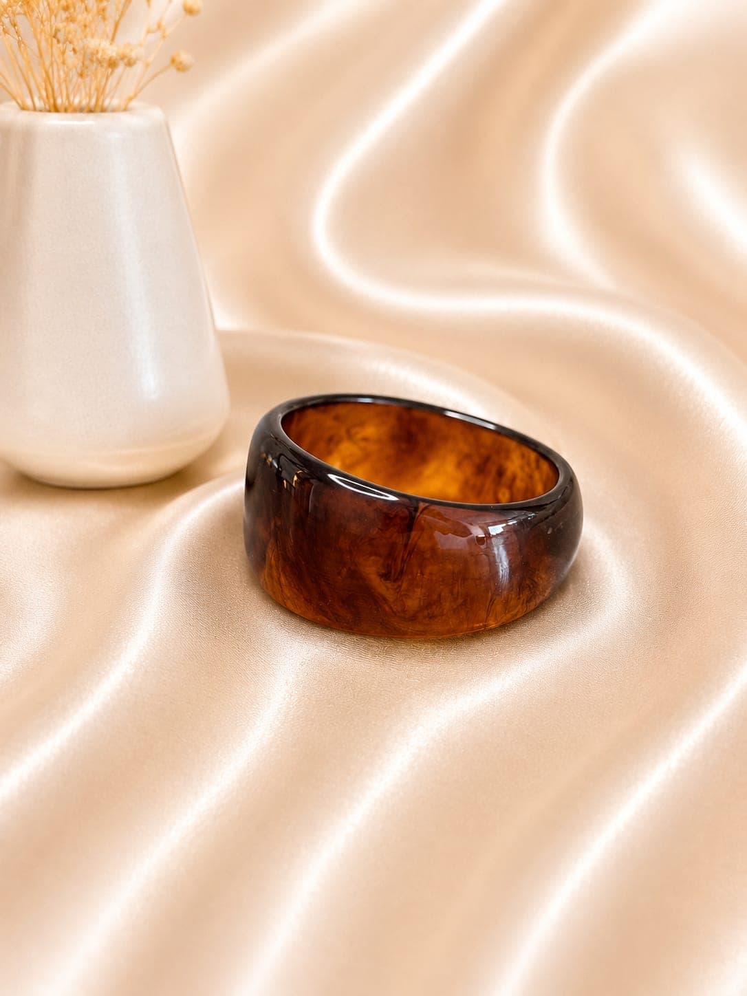 Bangle Bombe Resine Ambre — bijou en acier inoxydable, Aurelia Jewelry House