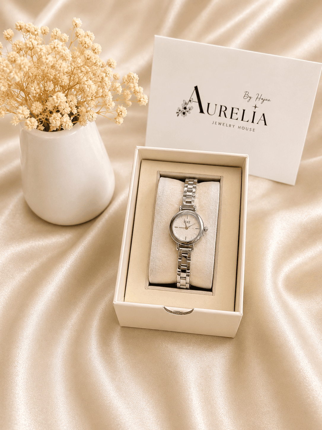 Montre Ronde Argentee Bracelet Maille