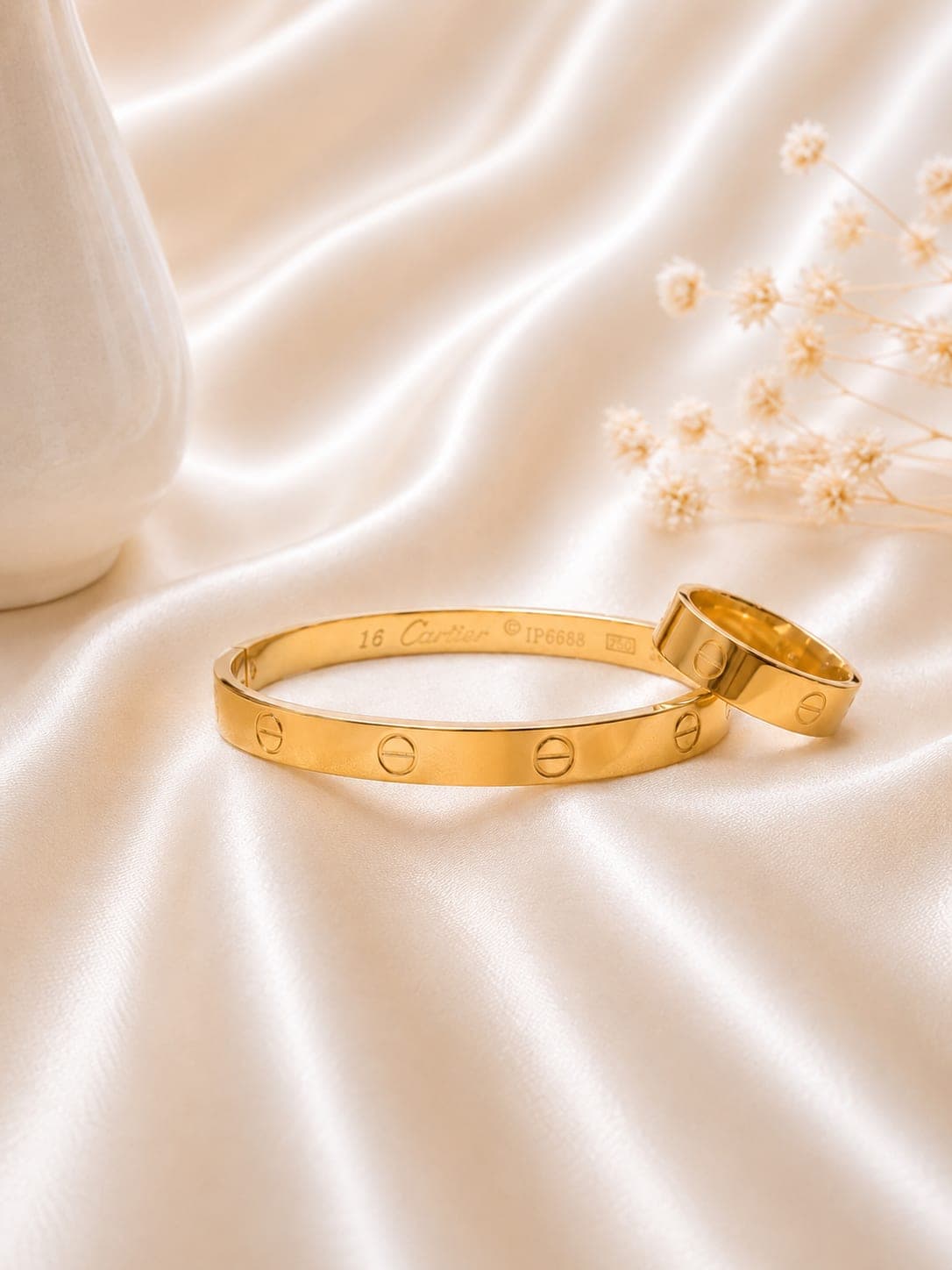 Jonc Vis Dore — bijou en acier inoxydable, Aurelia Jewelry House