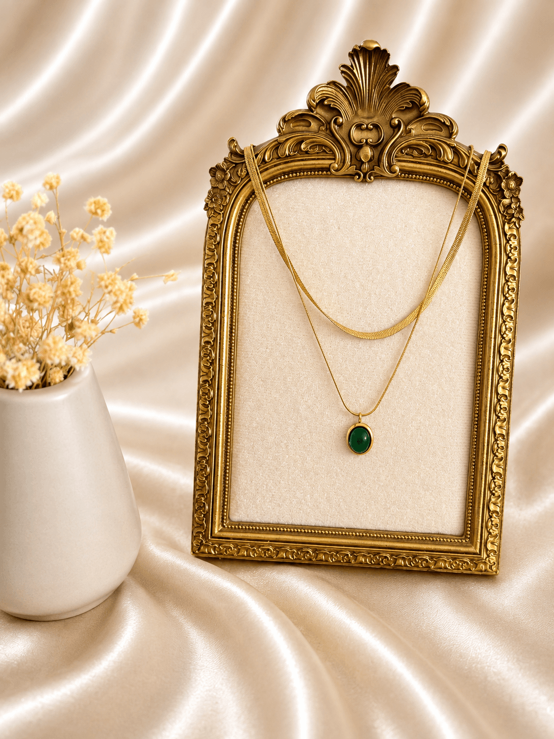 Ensemble Serpent et Ovale Vert — bijou en acier inoxydable, Aurelia Jewelry House