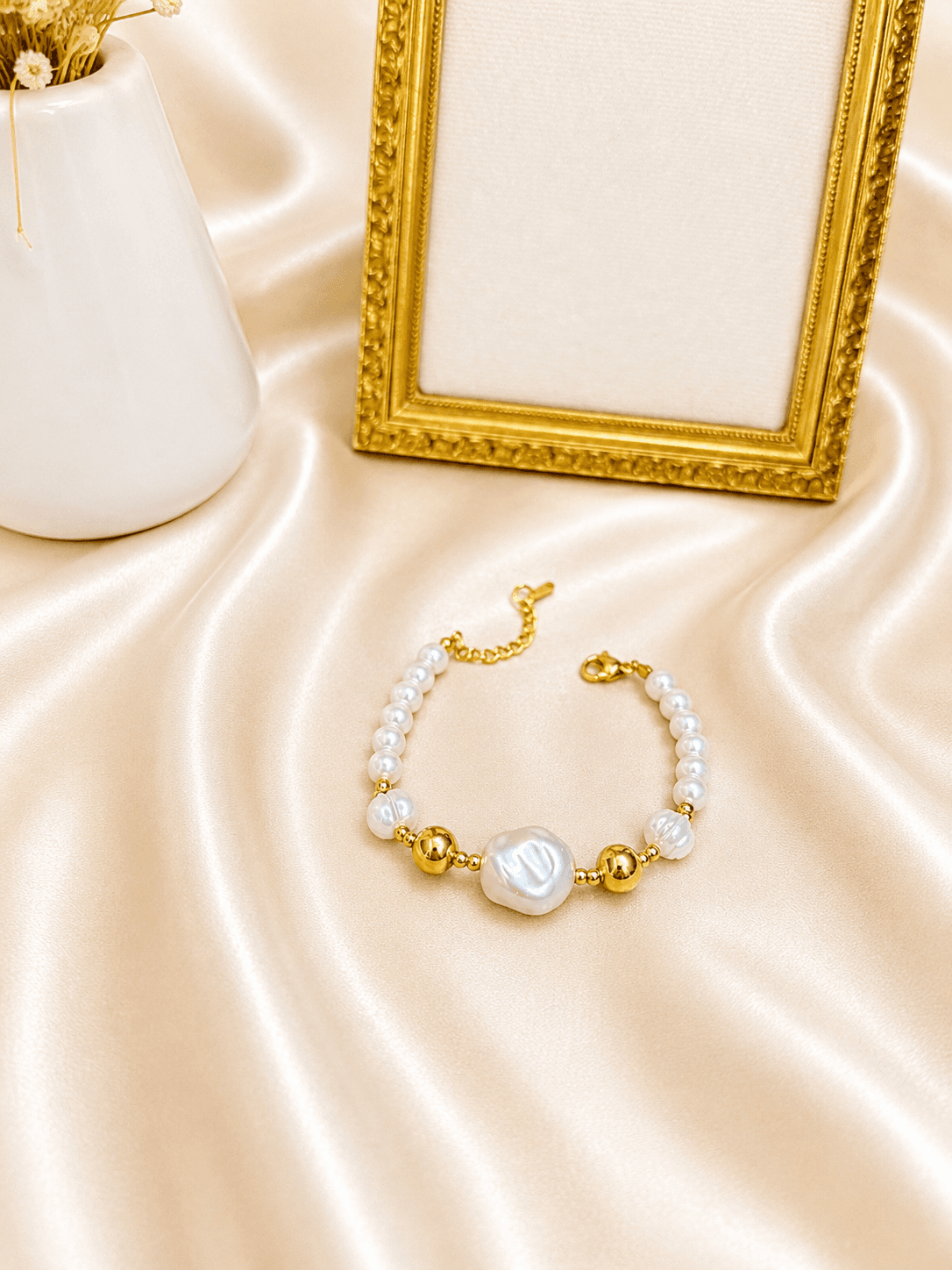 Bracelet Perles Baroque Boules Doree