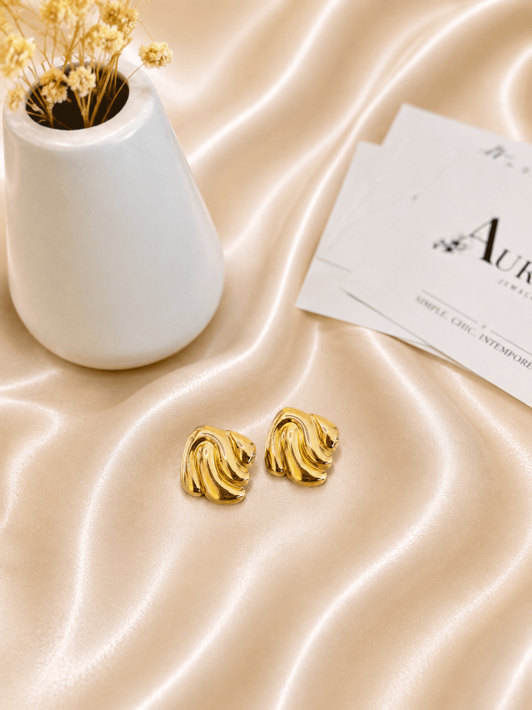 Boucles Vague Torsadee Doree — bijou en acier inoxydable, Aurelia Jewelry House